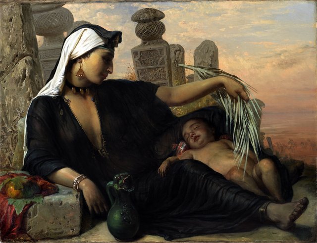 An Egyptian Fellah Woman with her Baby by Elisabeth Baumann