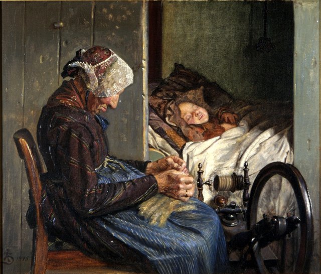 Bedstemoder med sit barnebarn by Kristian Zahrtmann
