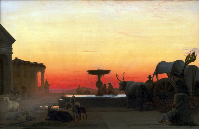 A Square in Ariccia, Italy. After Sunset by Hans Jørgen Hammer