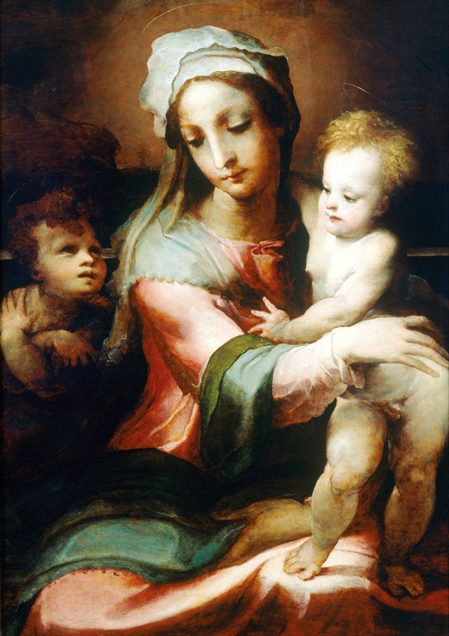 Madonna and child with infant John the Baptist by Domenico Beccafumi