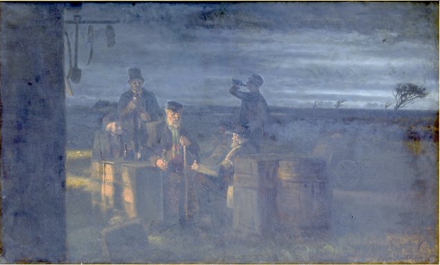 Vestjyder uden for høkeren by Hans Smidth