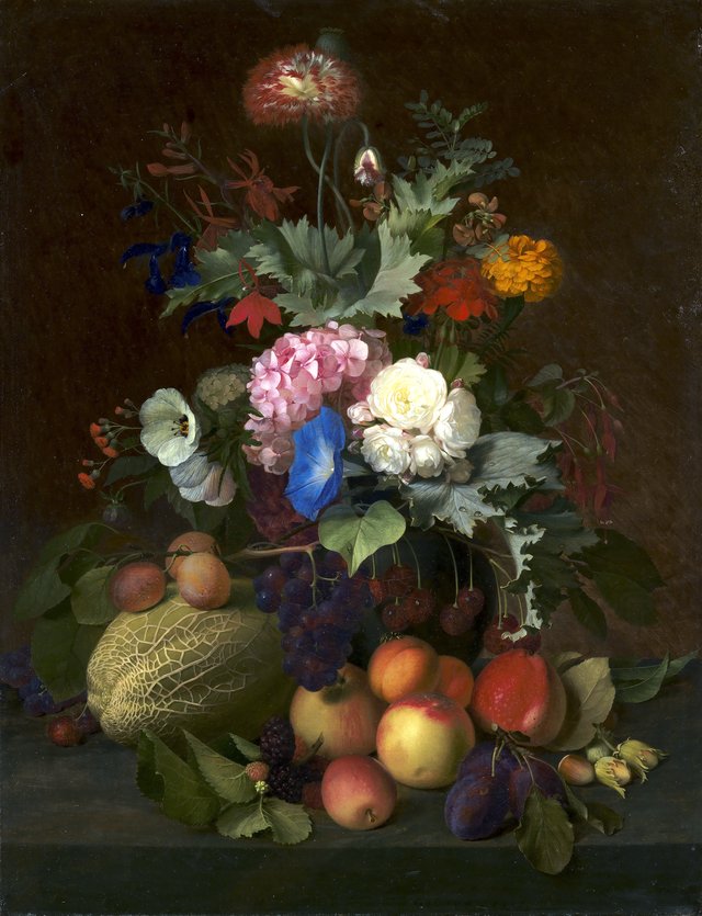 Still Life with Fruit and Flowers by O.D. Ottesen