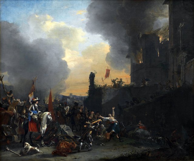 Soldiers Looting and Burning a Convent by Willem Schellinks