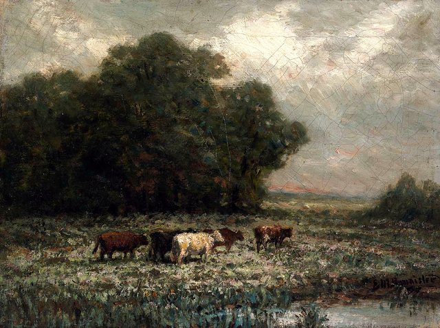 Untitled (landscape with cattle grazing) by Edward Mitchell Bannister