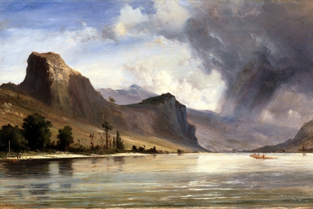 Coastal Landscape with Mountains. A Storm Brewing by Anton Melbye