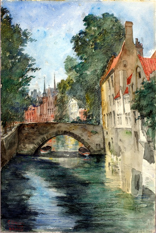 On the Canal, Bruges by Cass Gilbert