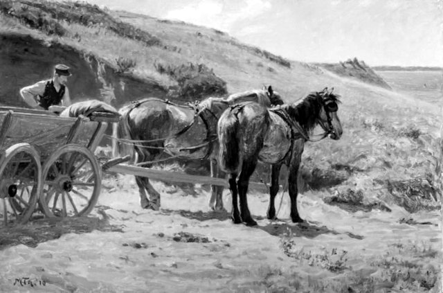 En hestevogn i en grusgrav by Hans Michael Therkildsen