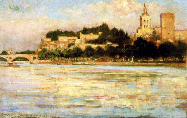 The Palace of the Popes and Pont d'Avignon by James Carroll Beckwith