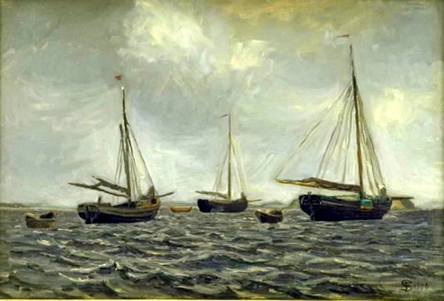 Ships at Anchor by Fritz Syberg