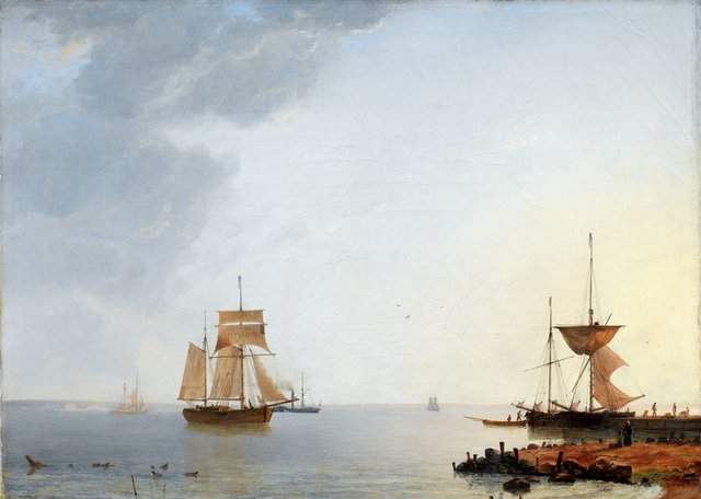 Ships Off the Coast of Zealand. Morning by Emanuel Larsen