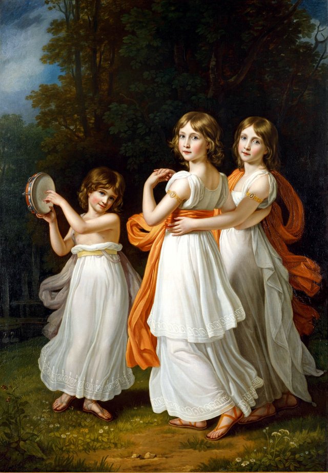 Portrait of the youngest daughters of Maximilian I of Bavaria (Sophie, Marie, and Ludovika) by Joseph Karl Stieler