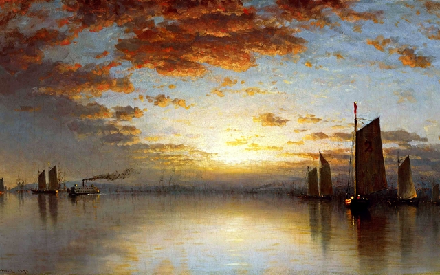 Sunset over New York Bay by Sanford Robinson Gifford