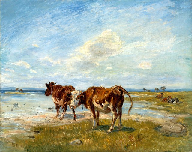 Lehmiä rannalla, luonnos - A IV by Theodor Philipsen