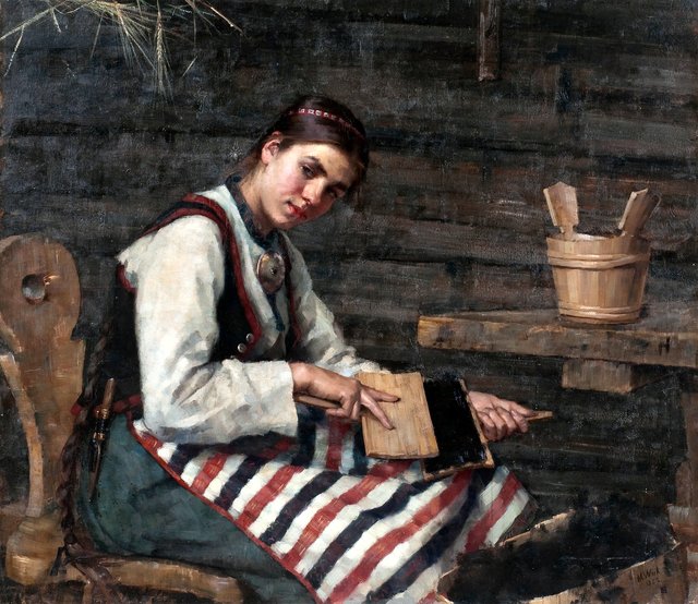 Girl Carding by Maria Wiik