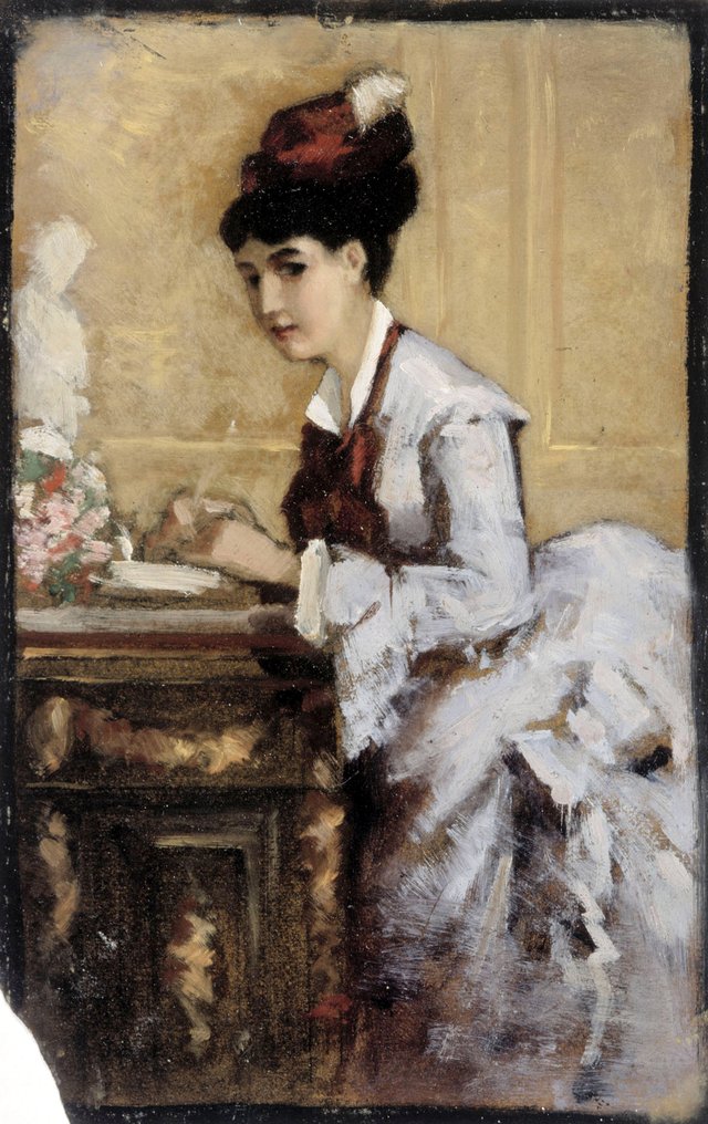 Lady Writing, Study I for the Rococo Lady by Albert Edelfelt
