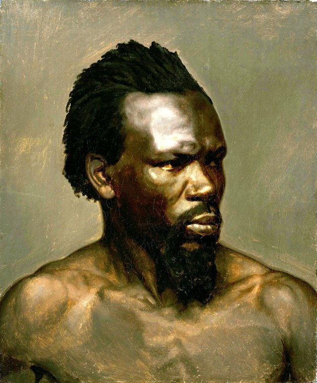 Bust portrait of a black man by Nils Blommér