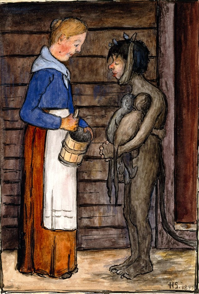 The Farmer's Wife and the Poor Devil by Hugo Simberg