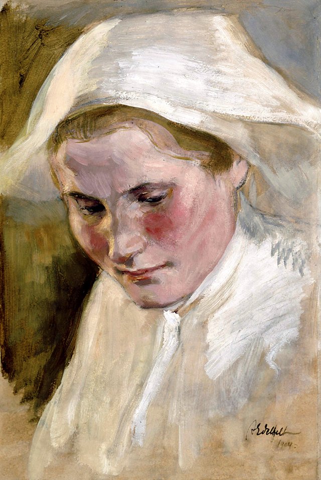 Naisen pää, harjoitelma Pietari Brahe-sarjan lopullista luonnosta varten - A II by Albert Edelfelt