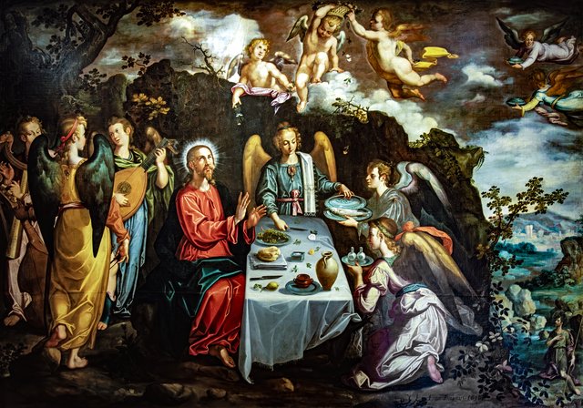 Le Christ servi par les anges dans le désert by Francisco Pacheco