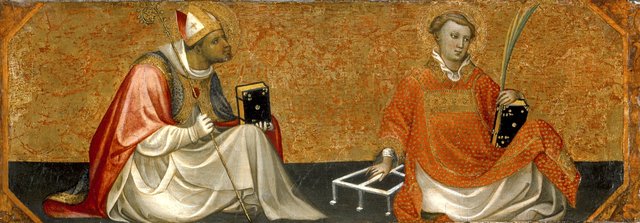 A Bishop Saint and Saint Lawrence by Gherardo Starnina