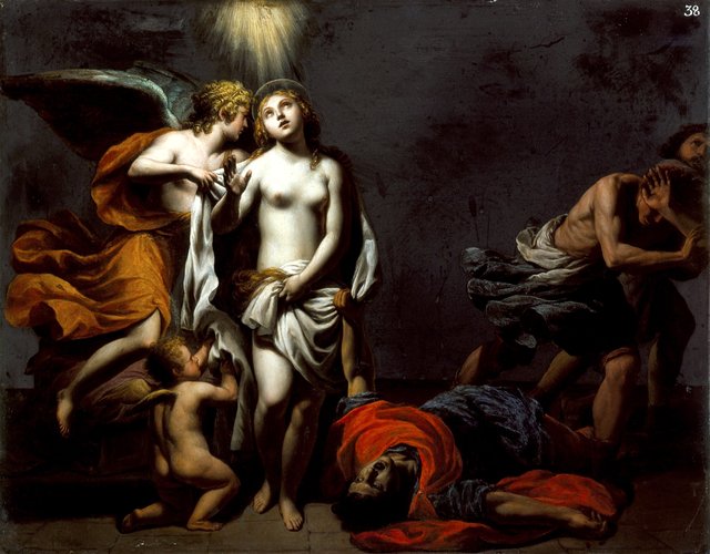 Saint Agnes Protected by an Angel by Alessandro Turchi