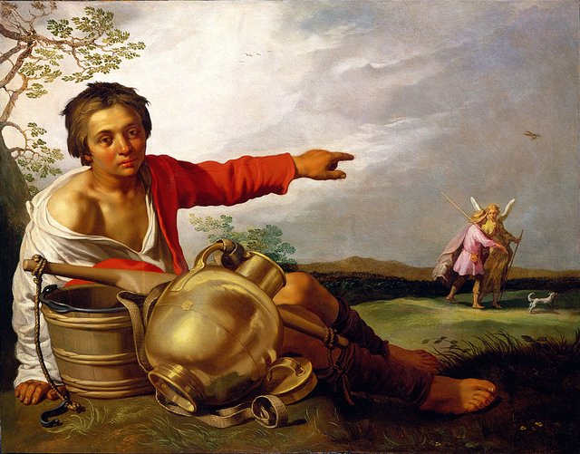 Shepherd Boy Pointing at Tobias and the Angel by Abraham Bloemaert