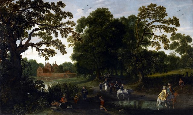 Courtly Procession before Abstpoel Castle by Esaias van de Velde