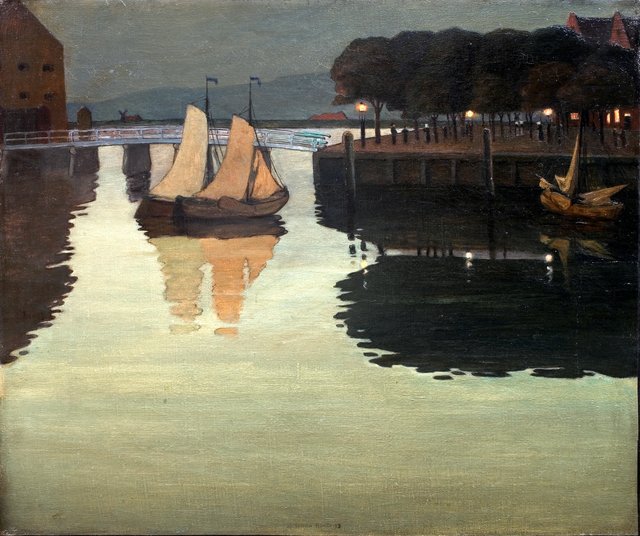 Quiet Evening in the Harbor at Hoorn by Johan Rohde