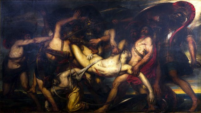 The Greeks and the Trojans Fighting over the Body of Patroclus by Antoine Wiertz