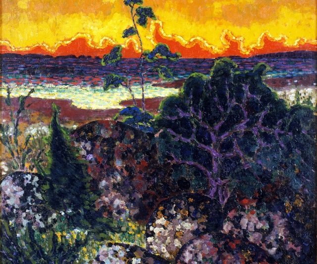 Landscape with a red cloud by Konrad Mägi