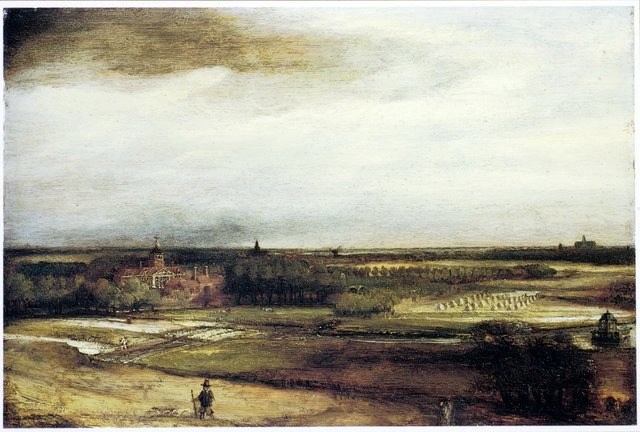 View of Saxenburg estate with bleaching fields near Haarlem by Philips Koninck