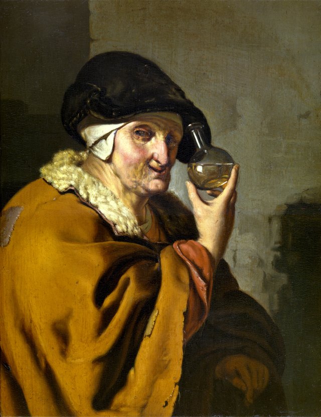 An Old Woman with a Bottle by Ary de Vois