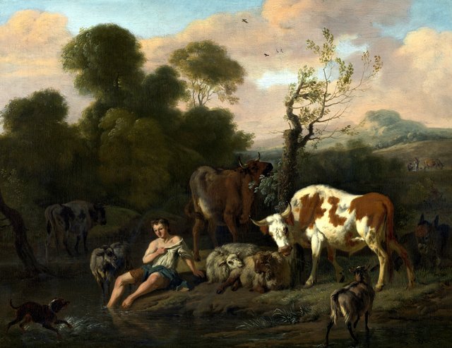 Landscape with a Shepherd by Dirck van der Bergen