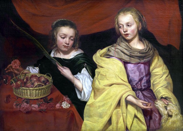 Two Girls as Saint Agnes and Saint Dorothea by Michaelina Wautier