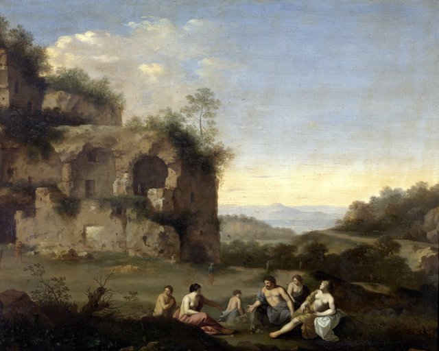 Landscape with ruins by Cornelius van Poelenburgh