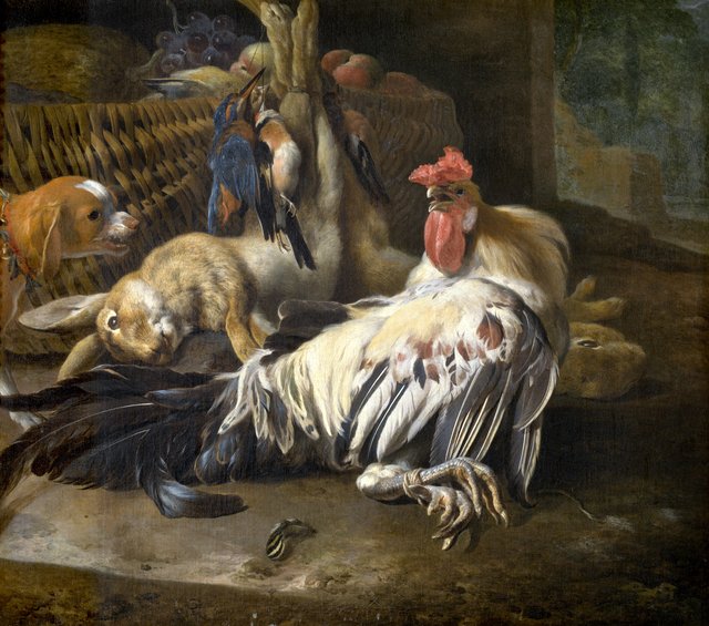 Still Life with Cock by Melchior d'Hondecoeter