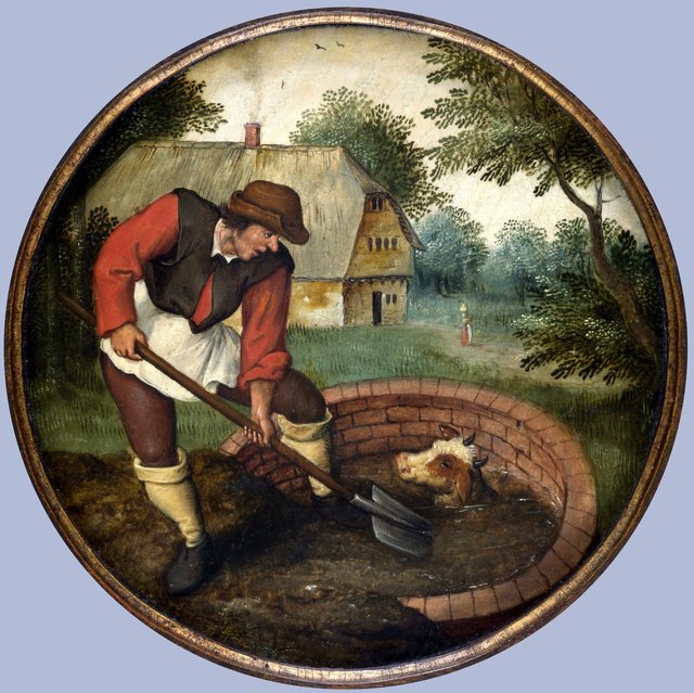 It is too Late to Fill in the Well After the Calf has Drowned by Pieter Brueghel the Younger