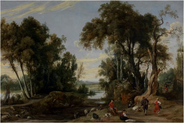 Landscape with dancing Shepherds by Jan Wildens