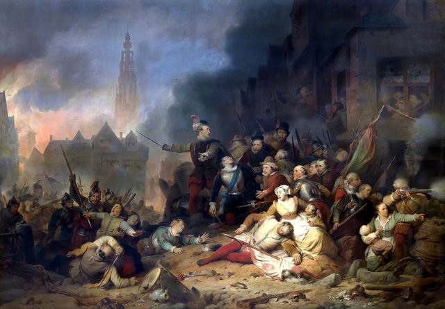 The Spanish Fury in Antwerp by Ferdinand de Braekeleer the Elder