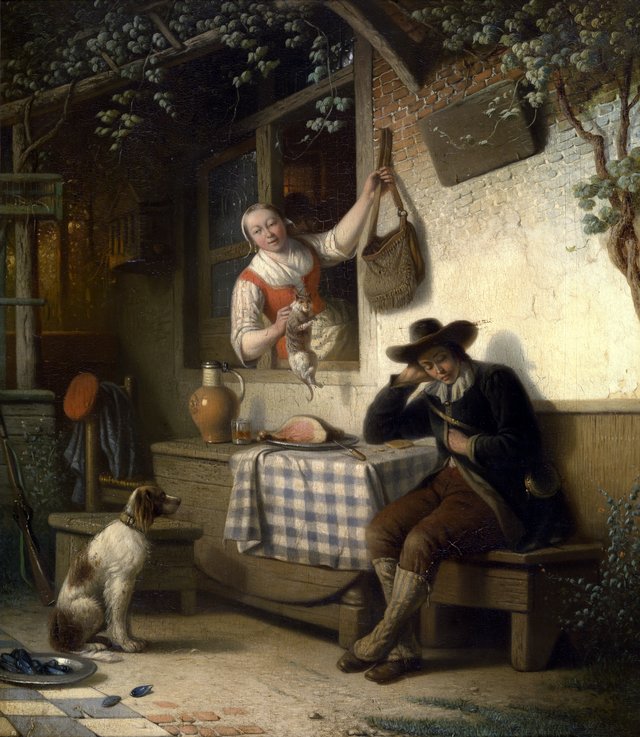 Resting Hunter by Ferdinand de Braekeleer the Elder