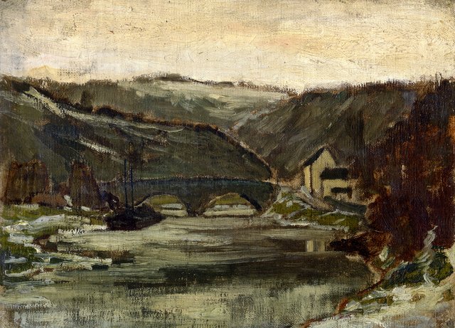 Bridge over the River Lesse by Félicien Rops