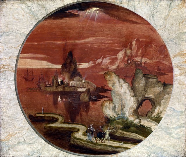 Sodoma and Gomora on fire by Joachim Patinir