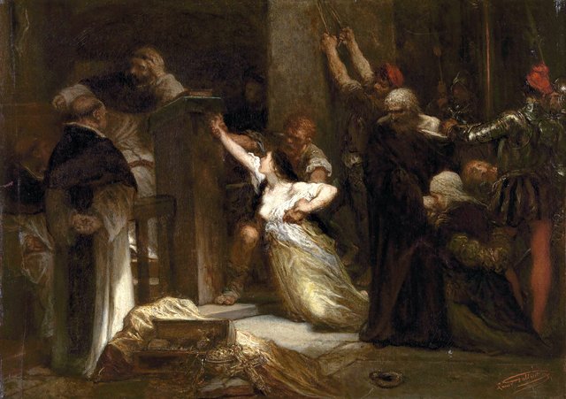 A Jewish family accused of healing religious objects and tortured by the Holy Inquisition by Louis Gallait