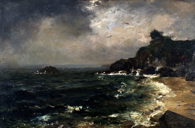 Coastal Cliffs in Stormy Weather by Jules Breton