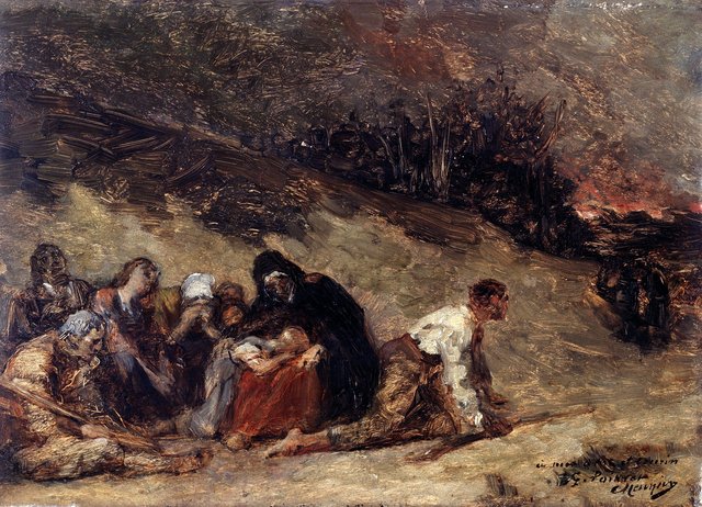 Episode from the Peasants' Revolt. The Fire of Turnhout (1798-1799) by Constantin Meunier