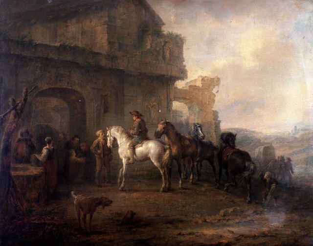 Landscape with Horses and a Ruin by Louis Moritz