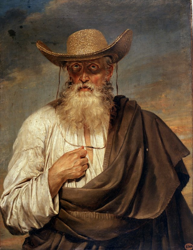 Portrait of an Old Man with a Straw Hat by Joseph Paelinck