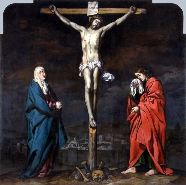 Crucifixion of Christ with Mary and John by Antonio del Castillo y Saavedra