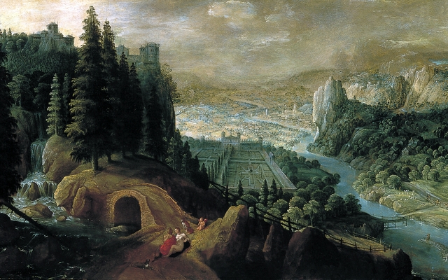 Mountainous Landscape with Venus and Adonis by Tobias Verhaecht