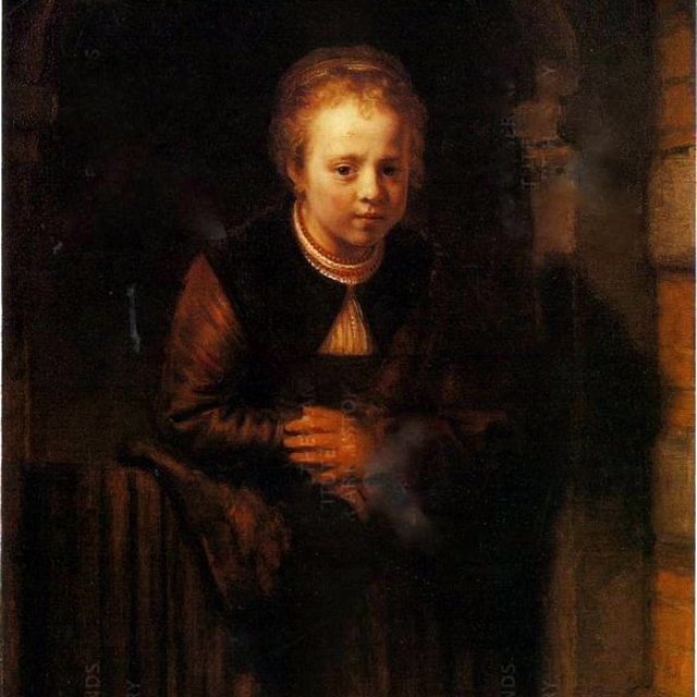 Girl at a half-open door by Samuel van Hoogstraten